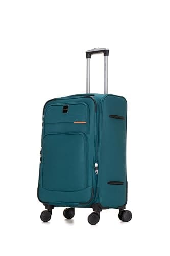 Image of Skylark Medium Suitcase 24" Super Lightweight Luggage 20% Expandable 4 Wheels Spinner 3-Digit Combination Lock Soft Shell Luggage for 15 to 20kg (Oil Green, 78 litres)
