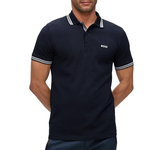 Image of BOSS Men's Paddy Curved Polo Shirt, Black, L