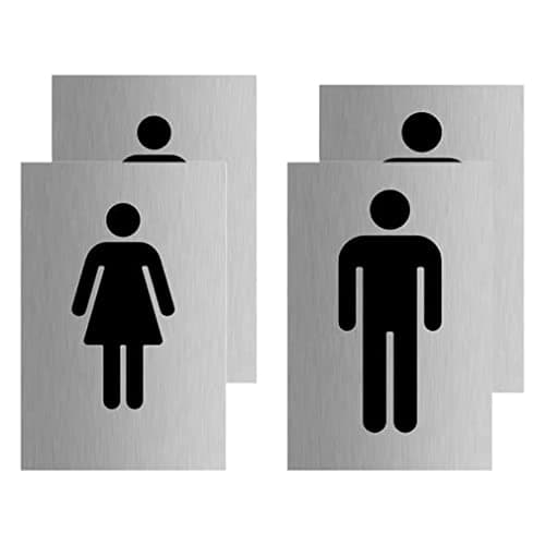 Image of Haobase 4 Pcs Men & Women Symbol Toilet Sign Self Adhesive Vinyl Sticker (10cm x 15cm)
