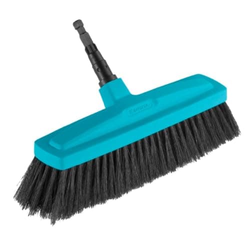 Image of Gardena combisystem House Broom: Broom for sweeping up dirt indoors, 34 cm working width, bristles of a plastic-horsehair mixture, rounded edges are easy on furniture (3630-20)