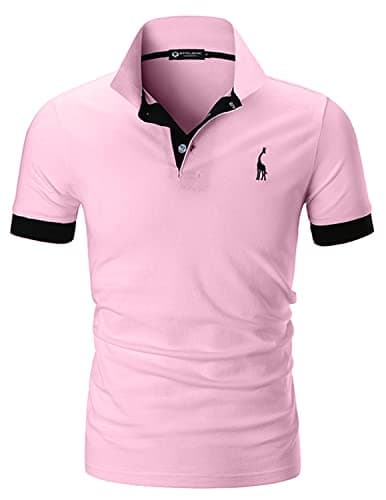 Image of STTLZMC Mens Casual Short Sleeve Polos Tennis Golf Classic Polo Shirts (XXL, Pink)
