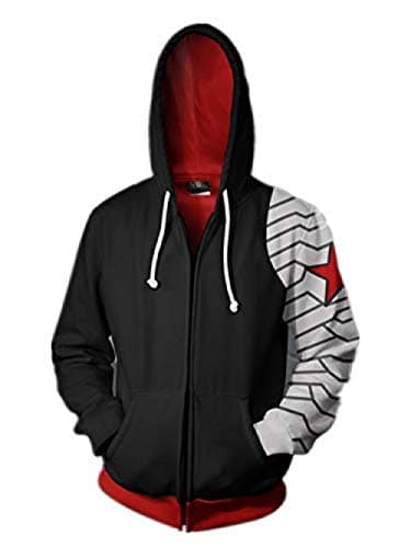 Image of Bkckzzz Hoodies Winter Soldier 3D Edgy Couples Printed Guard Men s Zipper Card and Hoodie@Black_3XL