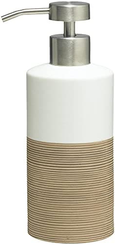 Image of Sealskin Doppio Soap Dispenser, Porcelain, Sand, 8.5 x 18 x 6.7 cm