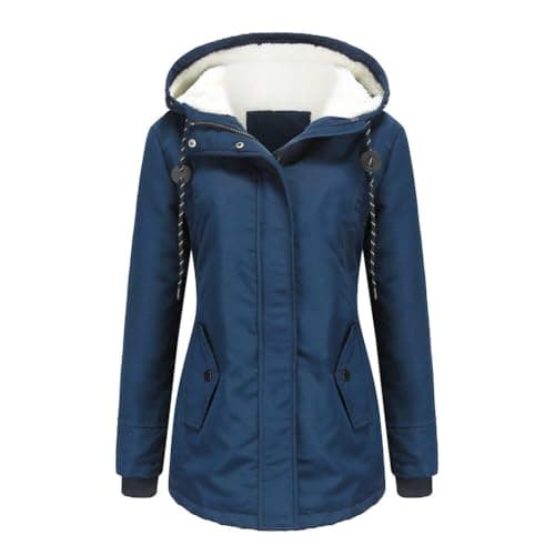 Image of YYNUDA Womens Winter Coats Waterproof Fleece Lined Parka Coat Winter Outdoor Hooded Jacket Blue XL