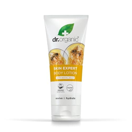 Image of Dr Organic Skin Expert Body Lotion with Royal Jelly, Moistirising, All Skin Types, Mens, Womens, Natural, Vegetarian, Cruelty-Free, Paraben & SLS-Free, Recycled & Recyclable, Organic, 200ml