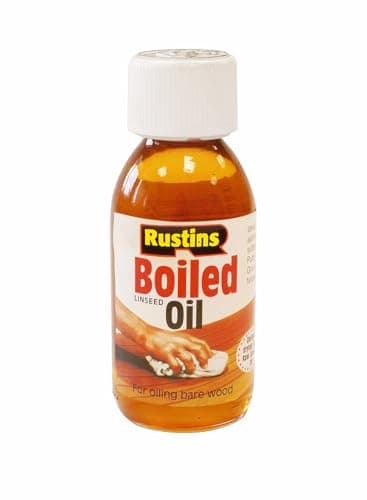 Image of Rustins BOIL125 125ml Boiled Linseed Oil-Traditional Wood Restorer & Protective Oil – Deep Nourishment for Furniture, Doors, Decking & Interior Wood – Enhances Natural Colour & Grain