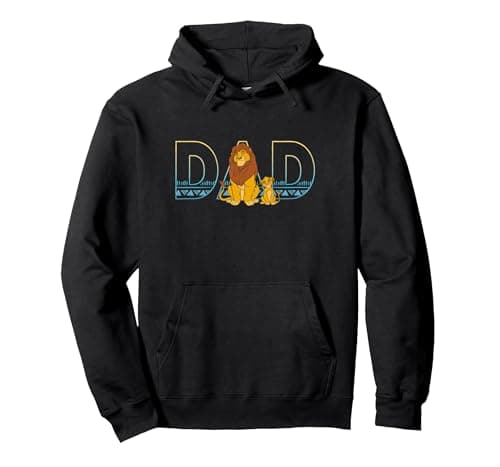 Image of Disney The Lion King Simba and Mufasa Dad Pullover Hoodie, Adult Unisex, Black, Medium