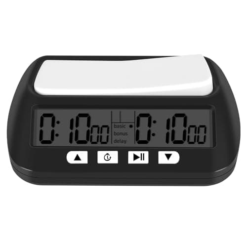 Image of Littlecatch Digital Chess Clock, Game Timer, Multipurpose Tournament Clock with Bonus Function, Delay Countdown Function, Portable Electronic Timer for Chess, Black, 14 x 8.8 x 4.5cm