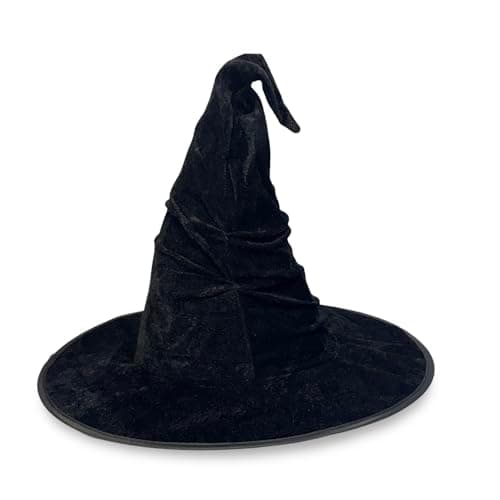 Image of Caprilite Halloween Crumpled Witch Hat, Black Velvet, Wizard Hat, Cosplay Accessories, Fits Adults and Children