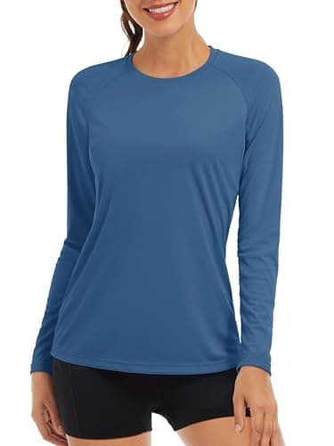 Image of TACVASEN Womens Long Sleeve Yoga Top UV Clothing Long Sleeve Base Layer Outdoor Long Sleeve Running Hiking Shirts Rash Vest Blue Grey