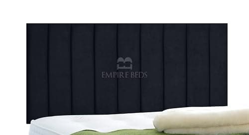 Image of EMPIRE BEDS 24 INCH HEIGHT LUXURIOUS PORTLAND HEADBOARD IN PLUSH VELVET FABRIC FOR DIVAN BEDS(2FT6 Small Single- Height 24", Black)