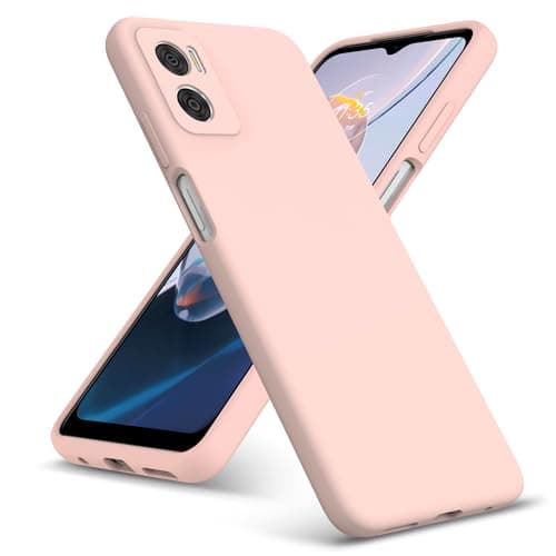 Image of PIXFAB For Motorola E22 Case, Slim Liquid Silicone Shockproof [Anti-scratch] Armor Case, Protective Soft Rubber Gel Phone Case Cover For Motorola Moto E22 - Pink
