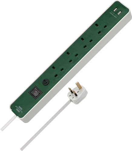 Image of Brennenstuhl Extension Socket Ecolor with USB 4-Ways White/Green 1,5m H05VV-F3G1,5 *GB*