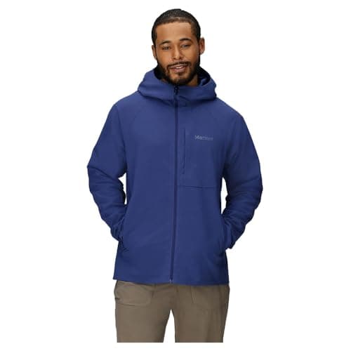 Image of Marmot Men's Pinnacle DriClime Hoody, Warm Fleece Jacket, Full Zip Jacket, Breathable, Stretchy, Wind Resistant Body Warmer, packable, ideal for hiking, Twilight Blue, S