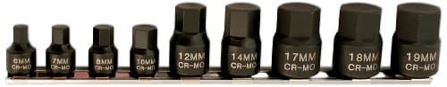 Image of Laser 5665 Low Profile Impact Hex Socket Bit Set 1/4"D, 3/8"D 9pc