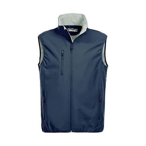 Image of Clique Men's Softshell Vest Gilet Plain Turtleneck Sleeveless Outdoor Gilet, Blue (Dark Navy), X-Small (Manufacturer Size:XS)