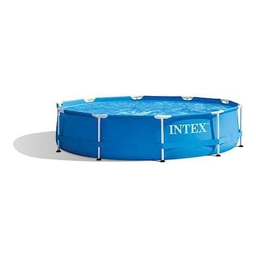 Image of """Intex 28202UK 10ft x 30in Above Ground Metal Frame Outdoor Round Swimming Pool with Filter Pump Included, 4,485 liters, Blue, Measures ?305 x 305 x 76 cm"""