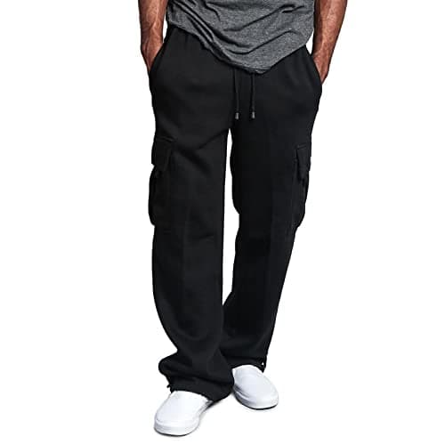 Image of Trousers Cargo Sweatpants for Men Sweatpants 27 Inch Leg Fleece Men's Clothing Lightweight Joggers Trousers for Men UK Black Tracksuit Bottoms Sports Pants Gym Wear