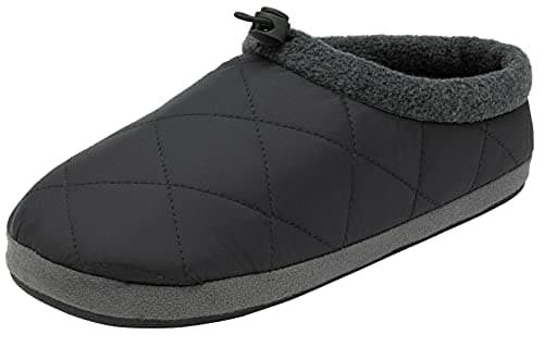 Image of DUNLOP Mens Halwell Slippers Soft Quilted Padded Duvet Outdoor Sole Mules (Large (UK10-11), Black)