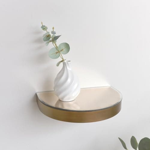 Image of Melody Maison Curved Champagne With Gold Edge Mirrored Floating Wall Shelf