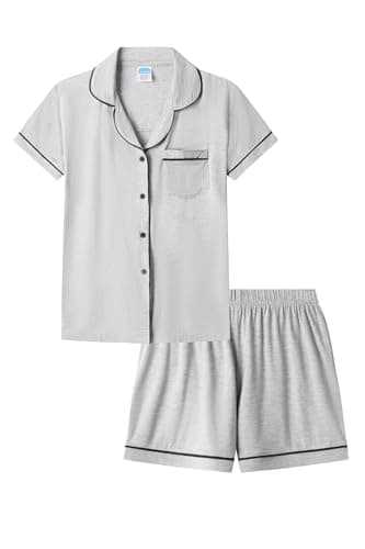 Image of ThePyjamaFactory Girls Grey Super Soft Short Pyjama Set Nightwear Pjs for Kids (9-10 Years)
