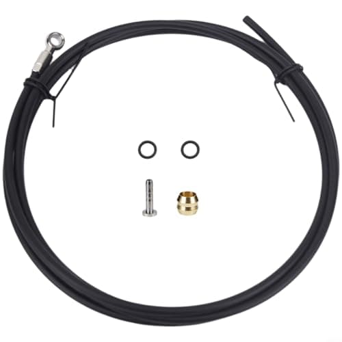 Image of Hoppipola 2m Brake Hose Compatible with for SLX for XTR MTB, 7075 Aluminum Alloy for Five-Line Oil Pipe Kit with Fittings, Black(A-Silver)