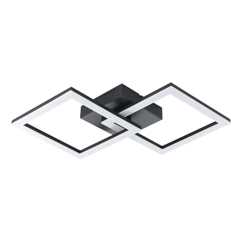 Image of Eglo LED Ceiling Light Fixture Palmaves-E, Geometric lamp, Living Room and Bedroom Lighting, Black Metal, Warm White, L 52.5 cm