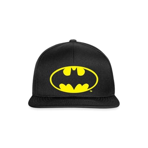 Image of Spreadshirt DC Comics Batman Logo Gold Snapback Cap, One Size, Black/Black