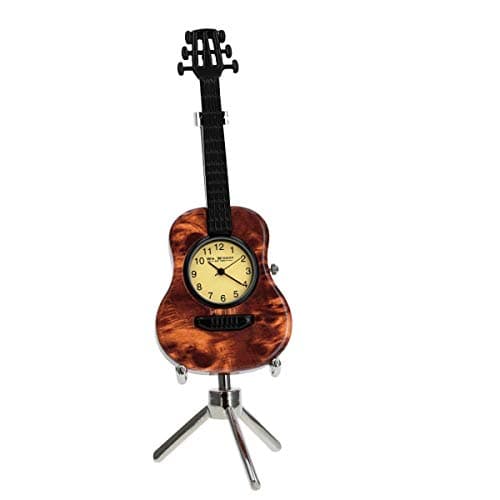Image of WM Widdop Musicology Miniature Novelty Collectors Clock - Guitar With Stand 9605