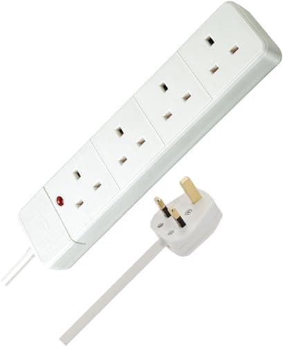 Image of Brennenstuhl 4-Way Extension Lead with neon indicator (2m cable, Power Strip with 90° angle of sockets)