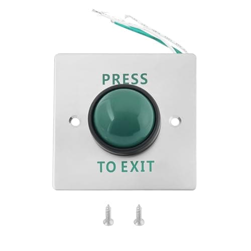 Image of ECSiNG 1pc Push to Exit Button Switch Green Press to Exit Switch Brushed Stainless Steel Finish Panel Door Button with Screws for Access Control Lock