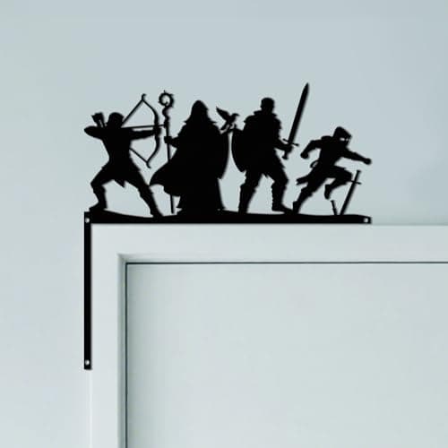 Image of CUTHOLLOW Fantasy Adventure Wizard Universe Door Topper Sign Wall Art Decor, 25x25cm Metal Unique Hanging Above Door Frame Corner Accent for Home Living Room Hallway Bedroom Bathroom Entryway