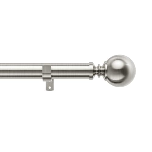 Image of Eson Casa Curtain Pole Extendable 210 to 300cm(82-118"), 28 mm Diameter Adjustable Curtain Rod with 60mm Metal Ball Finials for Eyelet Curtains, Heavy Duty Decorative Windows Rod, Brushed Nickel