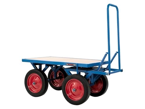 Image of Turntable Platform Truck, Heavy Duty 1000kg Capacity Blue Steel Flatbed Trolley with Anti Friction Steering & Solid Durable Wheels