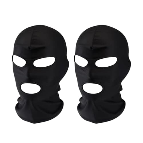 Image of FunnAura 2 Pcs Full Cover Hood Mask, Open Mouth Ice Silk Black Balaclavas for Men Women Racing Ski Motorbike Motorcycle