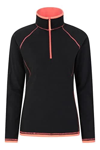 Image of Mountain Warehouse Montana Womens Microfleece - Breathable Ladies Sweater, Quick Drying Pullover, Warm Fleece Jacket, Half Zip - Spring Summer, Travelling Jet Black Women's Size 12