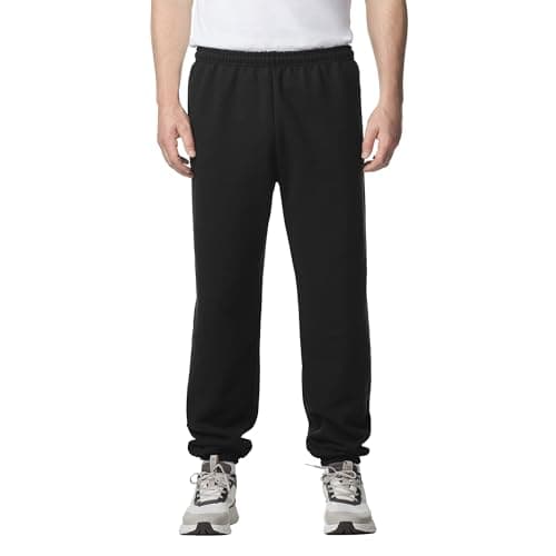 Image of Gildan Men's Fleece Elastic Bottom Sweatpants, Style G18200, Black, Large
