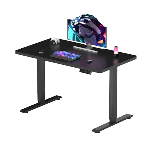 Image of FLEXISPOT ONE PIECE Electric Standing Desk, Sit Stand Table Height Adjustable Desk with Memory Smart Pannel for Home Office, 100 x 60 cm Black