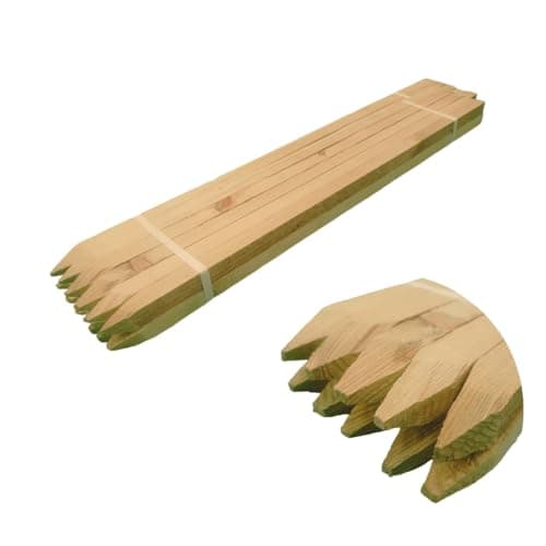 Image of 10 x 4ft (1.2m) Tall Wooden Garden Stakes 32mm x 32mm Pressure Treated Tree & Plant Support Fencing Posts Baltic Slow Grown for Strength. Long Lasting. Thick. Square