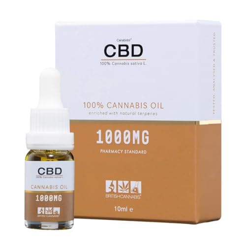 Image of 100% Cannabis Oil 1000mg (10ml) Strong Strength Refined CBD Oil Drops, Smooth Taste, Vegan & Gluten-Free, Made in the UK, Lab Tested Quality