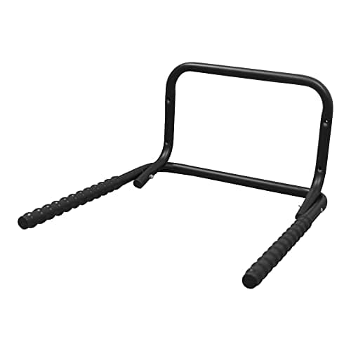 Image of Bike Folding Storage Rack - Holds 2 Bikes - Wall Mounted Bicycle Hanger (Black (Plastic Rests))
