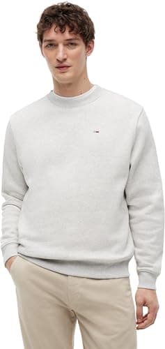 Image of Tommy Jeans Mens Tjm Reg Flag Crew Dm0dm20741 Pullover Sweatshirt, Grey (Silver Grey Heather), S UK