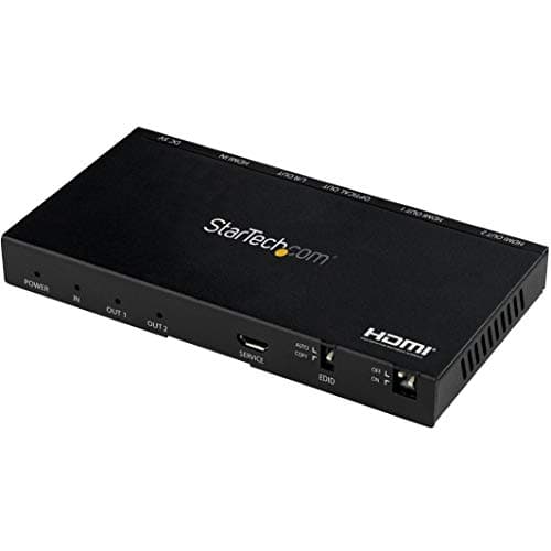 Image of StarTech.com 2-Port HDMI Splitter (1x2) - 4K 60Hz UHD HDMI 2.0 Audio Video Splitter w/Scaler & Audio Extractor (3.5mm/SPDIF) - Dual HDMI Splitter (1-In 2-Out) - EDID Copy - TV/Projector (ST122HD20S)