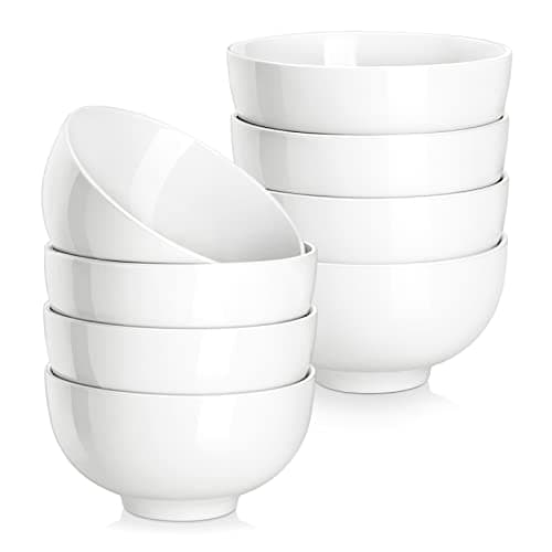 Image of MALACASA Cereal Bowl, 350ml Soup Bowl Set of 8 Small Porcelain Bowls for Cereal/Soup/Rice/Desserts/Ice Cream/Breakfasts, Dishwasher & Microwave Safe, Series Regular