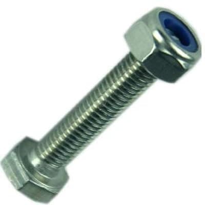 Image of High Tensile Hex Head Bolt - Zinc Plated M16 16mm Diameter Fully Threaded x 150mm Long With Nyloc Nuts (Pack of 2)