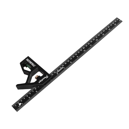 Image of Faithfull Prestige Combination Square Black Aluminium 400mm (16in) – Multi-Function Measuring & Layout Tool with Spirit Level & Marking Scribe for Woodworking & Metalwork