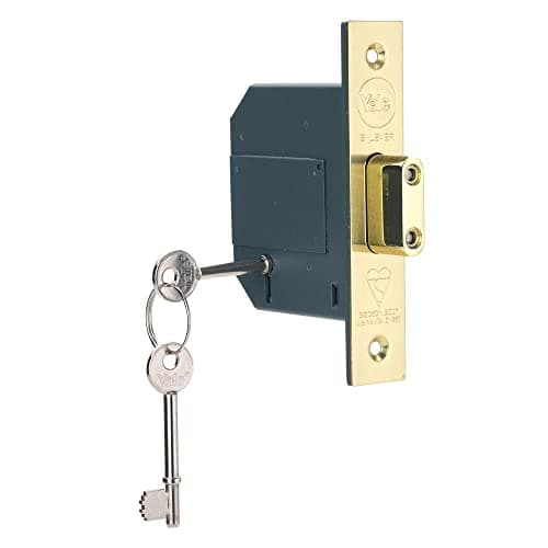 Image of Yale B-BSDL-3.0-PB British Standard 5 Lever Mortice Deadlock, Brass Finish, Boxed, Suitable for External Doors, 3 Inch/76 mm