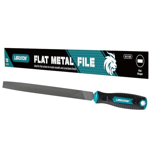 Image of LIBRATON 10-Inch Flat Metal File, Metal File Tool, High Carbon Steel File with Ergonomic Handle, Hand File for Metal, Metalworking, Wood, Plastic, Flat File for Refining, Shaping and Scraping