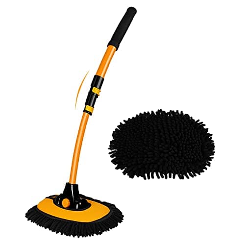 Image of Tilting 15° Car Wash Brush with Telescopic Retractable Handle 43 Inch Aluminium Alloy Special Cleaning Kit for Caravan Truck Chenille Tools Microfibre Mopping Anti-Scratch