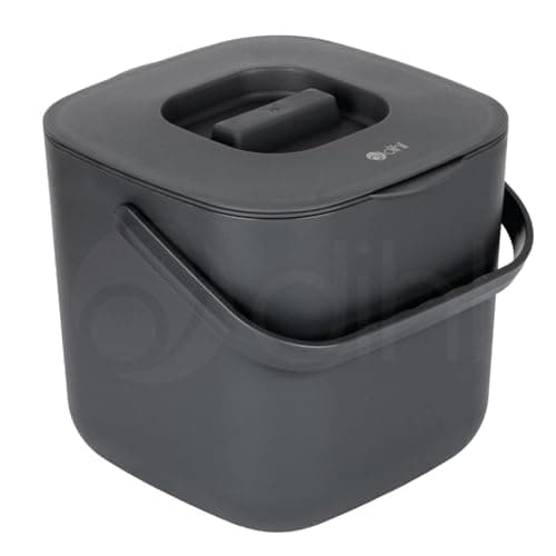 Image of Dihl 7 Litre Indoor Kitchen Food Waste Compost Caddy Bin, with Strainer and Odour Seal, 7L, Recycle Organic Waste, Anthracite